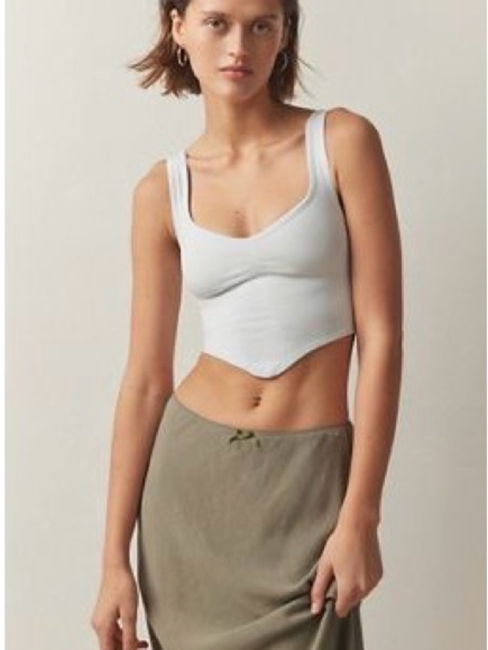 UO Light Blue Pointed-Hem Crop Tank Top
